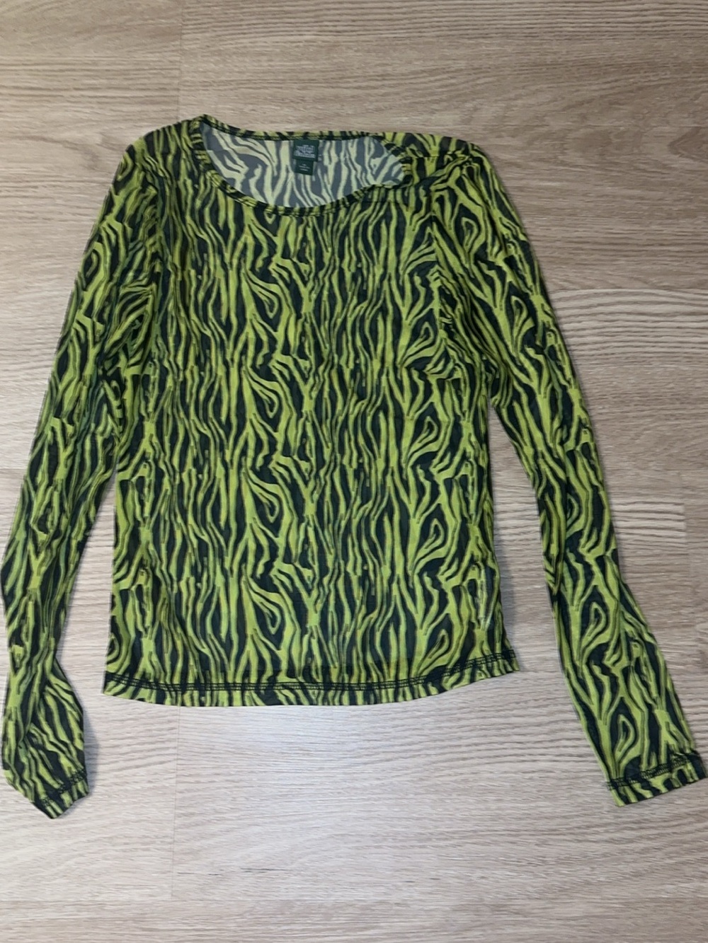 wild fable Lime and Black Zebra-Stripe Long Sleeve Top